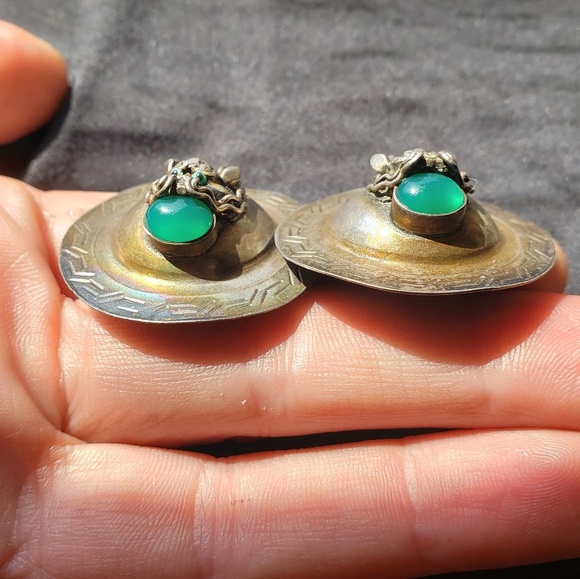 ~RARE! Antique Jade Dragon Earrings!!~ - Picture 8 of 8